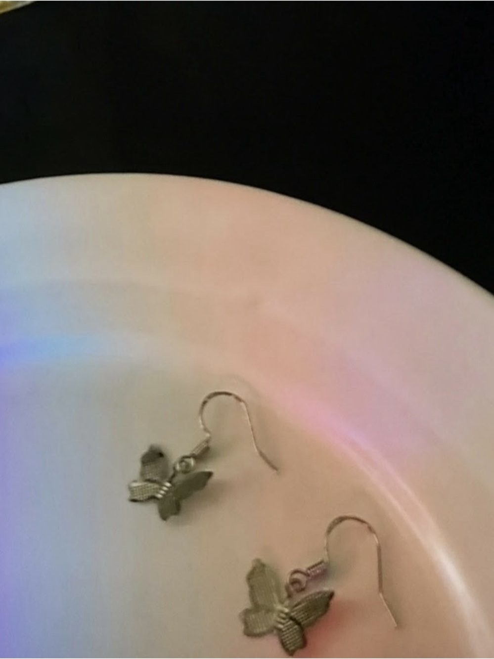 Beginning Boutique Silver Butterfly Dangle Earrings - Picture 2 of 3